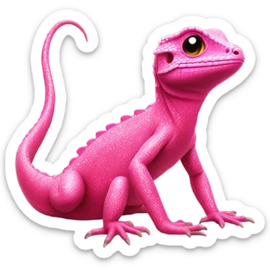 Hot pink lizard with glitter sitting  sticker