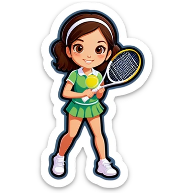 brunette girl with tennis racquet  sticker