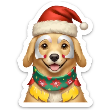 Dog in new yaer hat wrapped paper new yaer  sticker