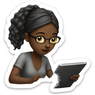 Black girl studying on iPad  sticker