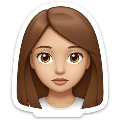 A light skinned girl with brown hair and brown eyes straight hair sticker