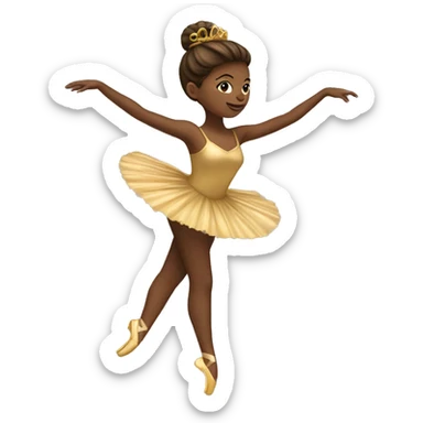  brown ballerina standing on a gold music box sticker