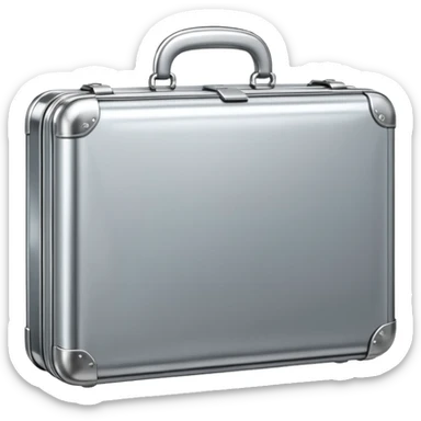 A luxury briefcase emoji made of polished silver chrome, smooth rectangular shape, metallic reflections, minimal high-end design, swag business aesthetic, iOS emoji style, centered, clean white background
 sticker