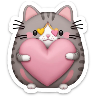 red heart pusheen sticker