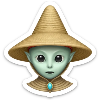 ancient alien with conical hat, white sticker