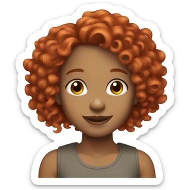 Short girl light skin curly red hair straight white teeth  sticker