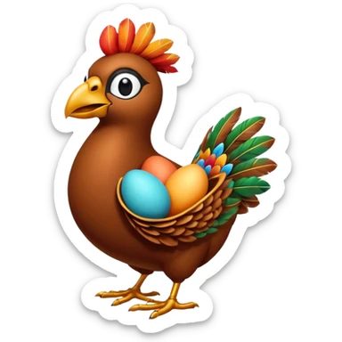 A 3D cartoon Sankofa bird with its head turned backward holding an egg in its beak, symbolizing learning from the past, vibrant colors, smooth lighting, Memoji-style rendering. sticker