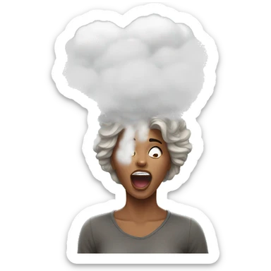 women who drops it came out of his mouth with a cloud above it that symbolizes a thought sticker