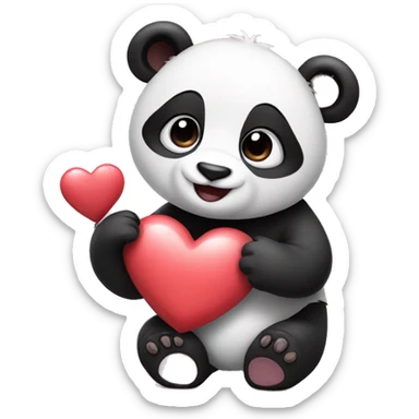 Cute panda holding a heart  sticker