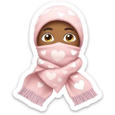 Light pink scarf with white hearts on it sticker