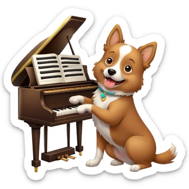 Dog playing piano sticker