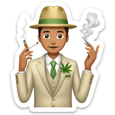 Person in fancy clothes sneaking into wedding ceremony smoking cannabis, full body sticker