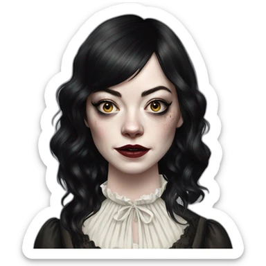 Emma Stone Victorian Poor Things black hair zombie sticker