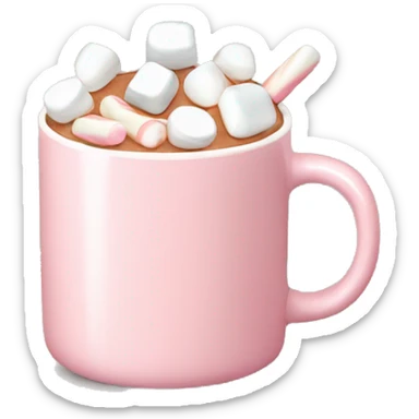 Light Pink mug of hot chocolate with marshmallows  sticker