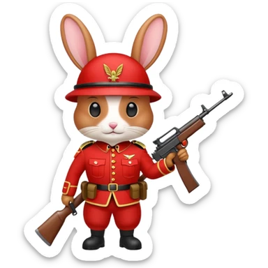 red rabbit with soldier costume sticker