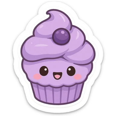 purple cupcake, sweet and cheerful sticker