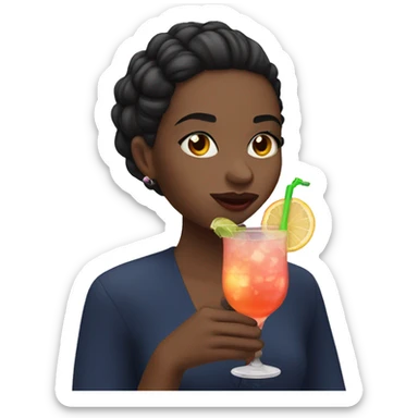 Girl drinking cocktail sticker