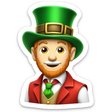 leprechaun with red clothes red leprechaun hat and white collar sticker