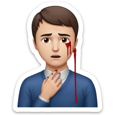 charlie kirk holding his neck with his right hand in pain and add blood  sticker