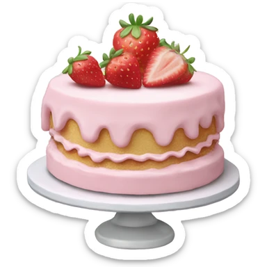 Light Pink strawberries and cream birthday cake  sticker