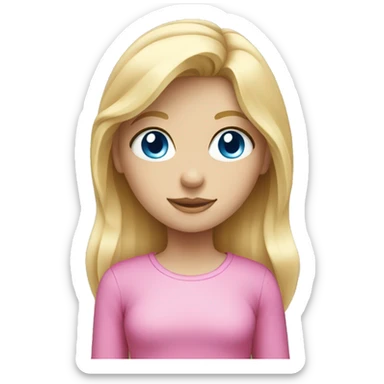 Blond hair girl with blue eyes in a pink sticker
