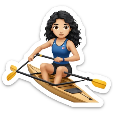 girl with long black wavy hair rowing in Olympic sport sticker