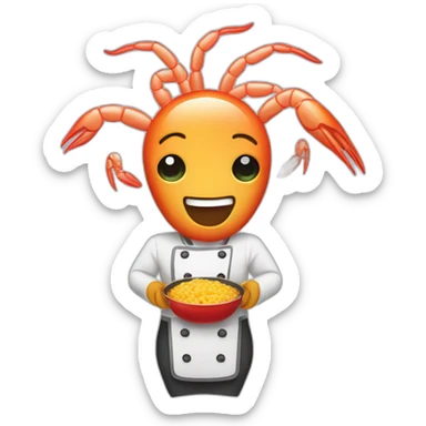 shrimp dressed as a cook making food sticker