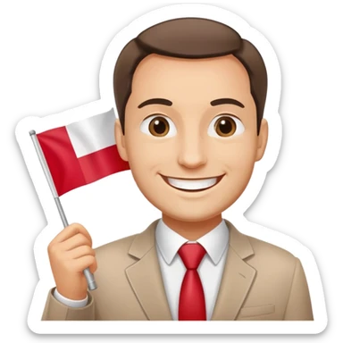 politican holding the Polish Poland flag sticker