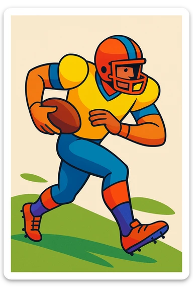 football player, dynamic pose, colorful uniform, vibrant toon style sticker