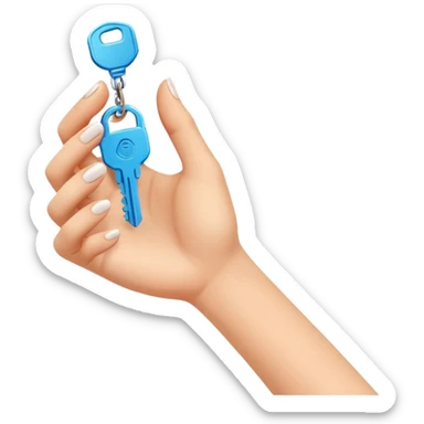 emoji de mano de mujer sujetando unas llaves con el fondo de un departamento sticker