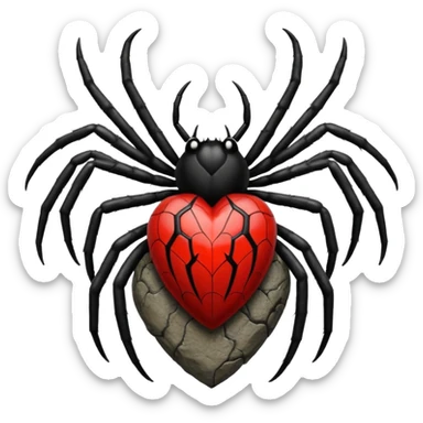 realistic gothic heart with a black spider sticker