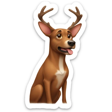 Brown dog wearing antlers sticker
