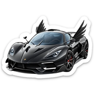 An black hypercar, with wings and satisfaction of specs sticker