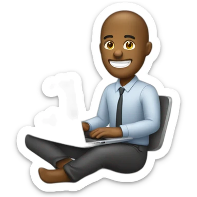 Trabajando frente a una laptop muy feliz sticker