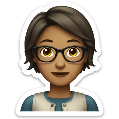 a tan girl with glasses and dark brown short hair sticker