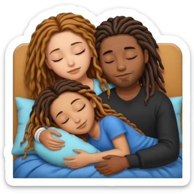sleeping biracial couple (black male with caramel skin and dreads and hispanic female with fair skin and long brunette hair) sticker