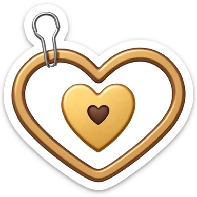 one gold paper clip and on top of it one brown heart sticker