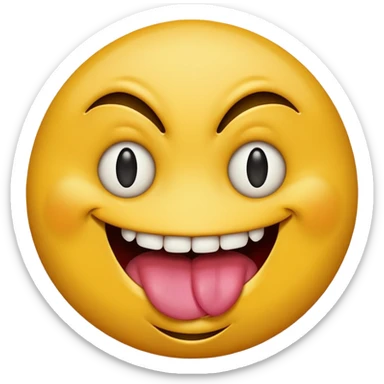 Insane smiley face who’s greedy and has beady tired eyes evil with tongue out  sticker