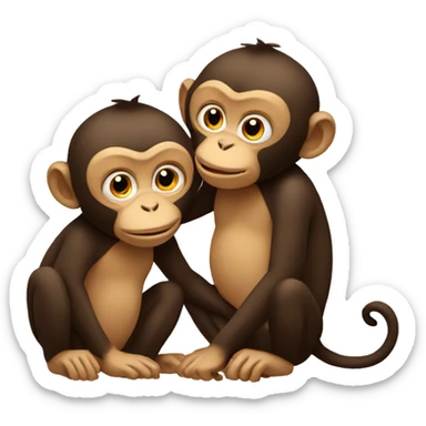 Two monkeys kissing sticker