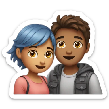 girl whispers in boy's ear sticker