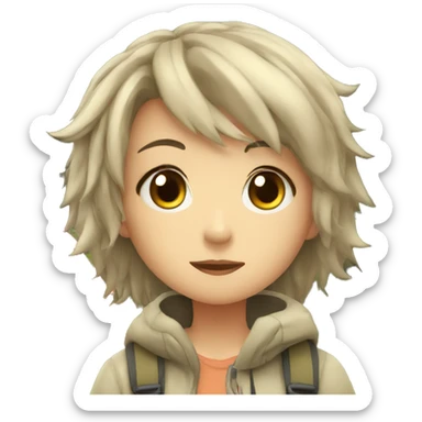 anime girl in camping sticker