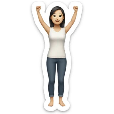 Asian woman (full-body) (both arms raised) sticker