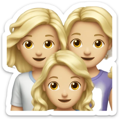 3 Caucasian blonde children playing sticker