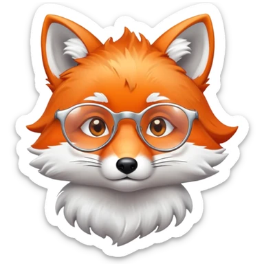 A sad fox with shimmering fur, a glowing tail, a silver star on its forehead, and round glasses, with a single tear rolling down its cheek. 🦊😢 sticker
