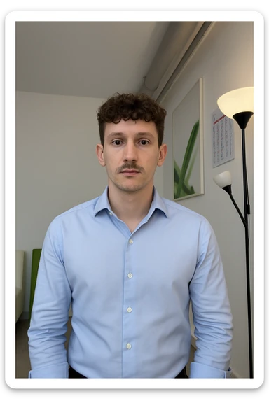 uomo che ha perso massa ed è piatto muscolarmente, lui è in piedi sticker