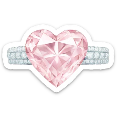 Silver light pink diamond ring heart sticker