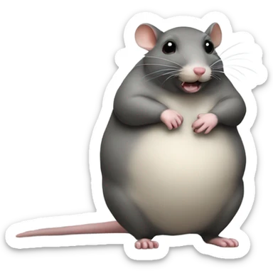 A fat rat eating sticker