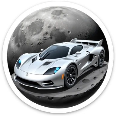 Supercar on the moon ￼ sticker