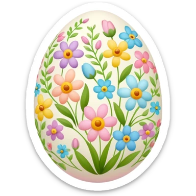 Easter egg decorated with spring flowers and symbols sticker