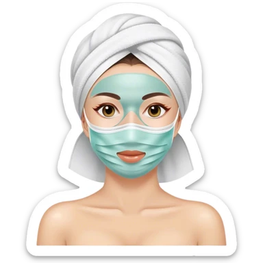 Lady with face mask spa beauty full face relaxing sticker